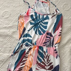 Tropical Print Halter Dress